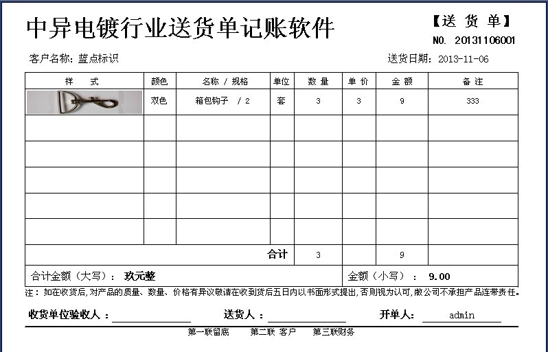 電鍍廠送貨單格式